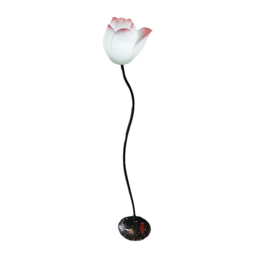 Elegant Short White Lotus LED Floor Lamp for Living Room Bedroom Decor