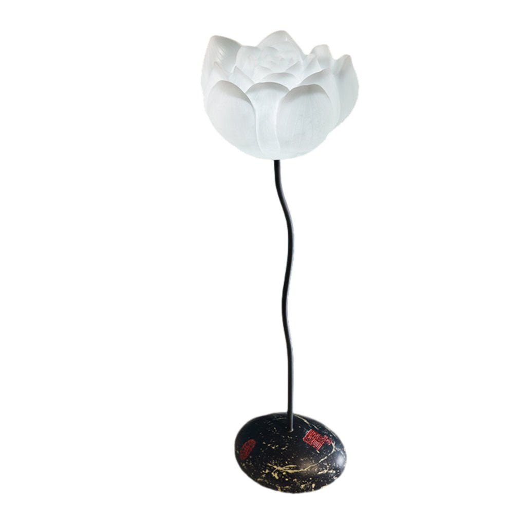 Elegant Short White Lotus LED Floor Lamp for Living Room Bedroom Decor