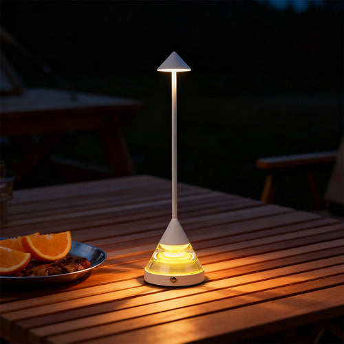 Contemporary Black Aluminum Pointed Table Lamp for Bedroom or Office