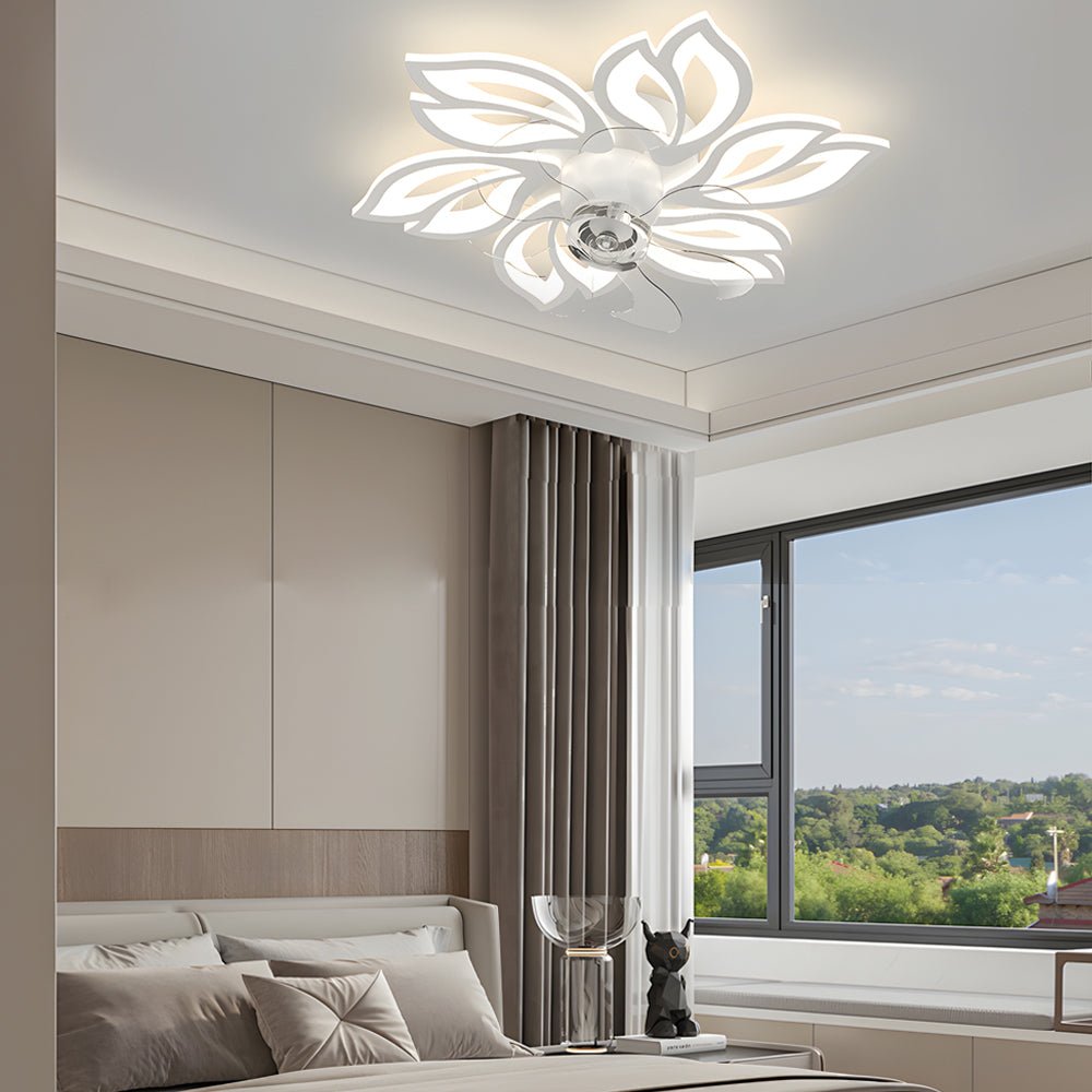 Contemporary White 3-Step Dimming Low Profile Ceiling Fan with Lights