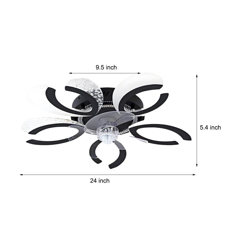 Elegant White Floral Smart Ceiling Fan Light with Dimming for Bedrooms