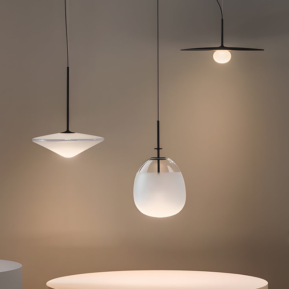 Postmodern Clear Glass & Iron UFO LED Chandelier for Contemporary Spaces