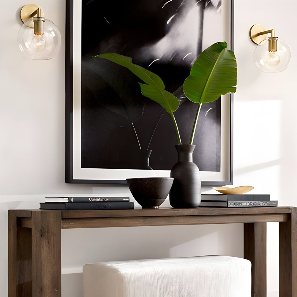 Minimalist Clear Glass Wall Lamp with Creative Hardware for Modern Spaces