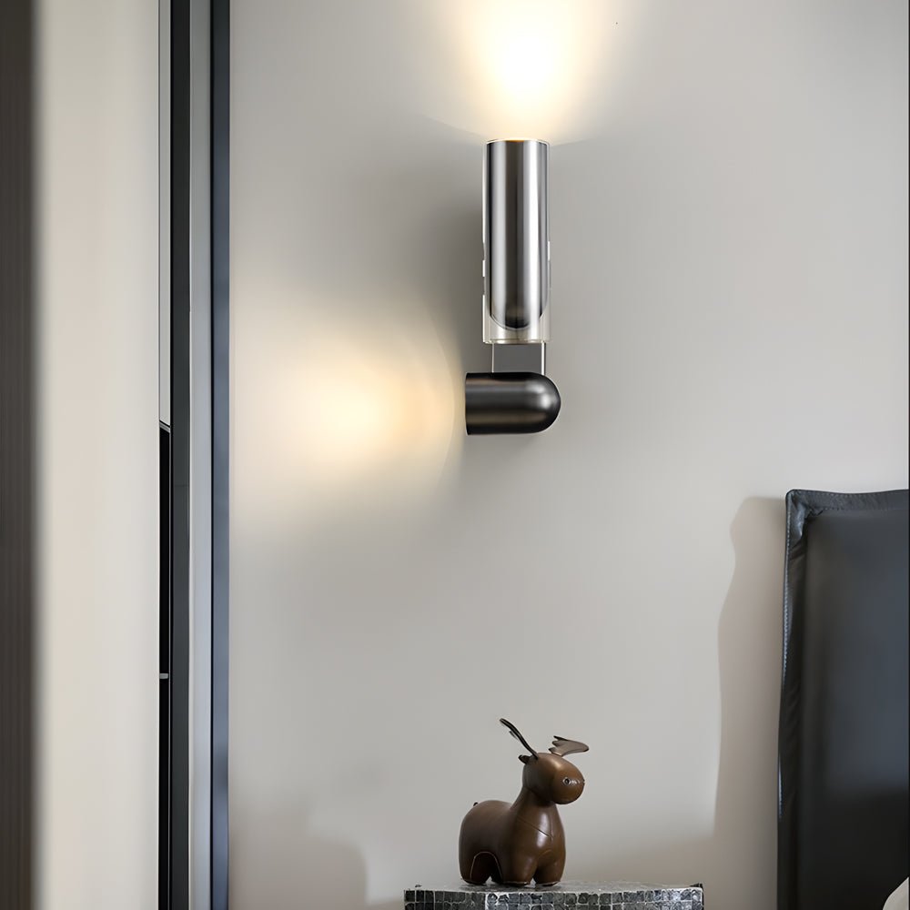 Adjustable Modern Black Iron Cylinder Wall Lamp for Living Room Lighting