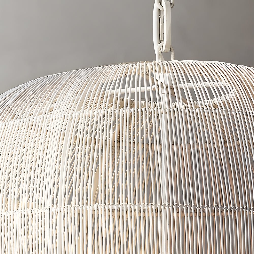 Rustic Black Iron Woven Wabi-Sabi Zen Lantern Chandelier for Home Décor