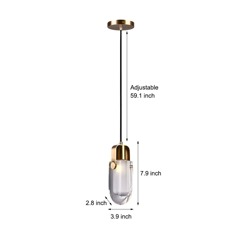 Copper Modern Crystal Pendant Light with 3-Step Dimming for Elegance
