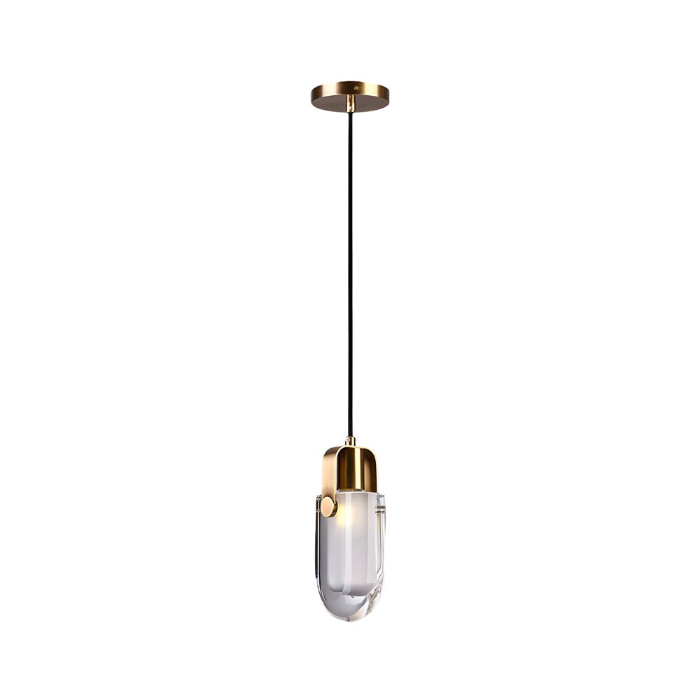 Luxurious Copper Pendant Light with Crystal Shade, 3-Step Dimming for Living Room