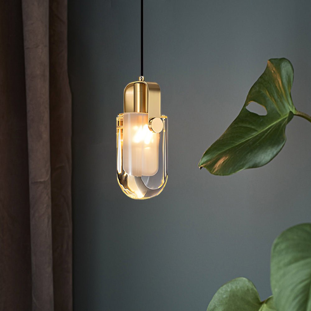 Luxurious Copper Pendant Light with Crystal Shade, 3-Step Dimming for Living Room