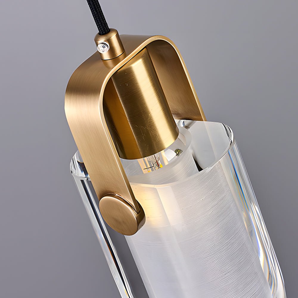 Luxurious Copper Pendant Light with Crystal Shade, 3-Step Dimming for Living Room