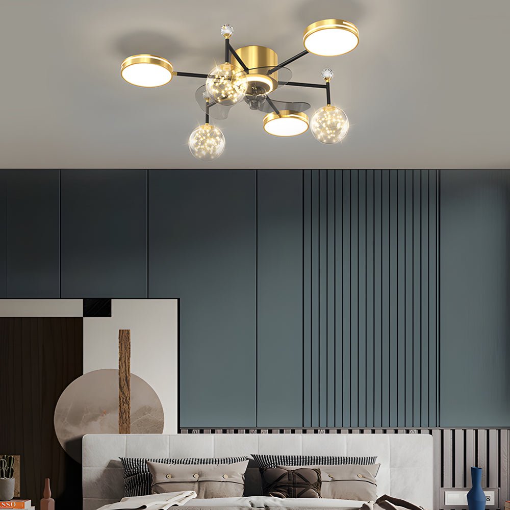 Modern Luxury Invisible Blade LED Ceiling Fan Light for Living Room