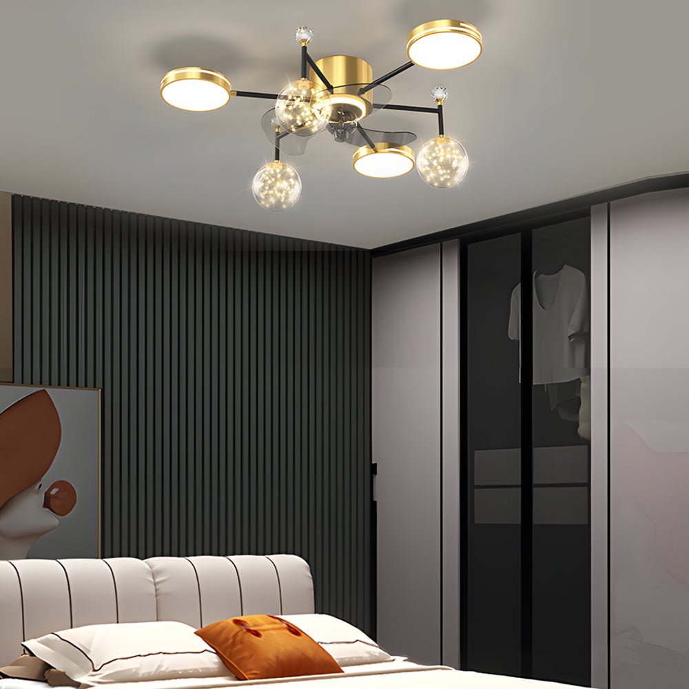 Modern Luxury Invisible Blade LED Ceiling Fan Light for Living Room