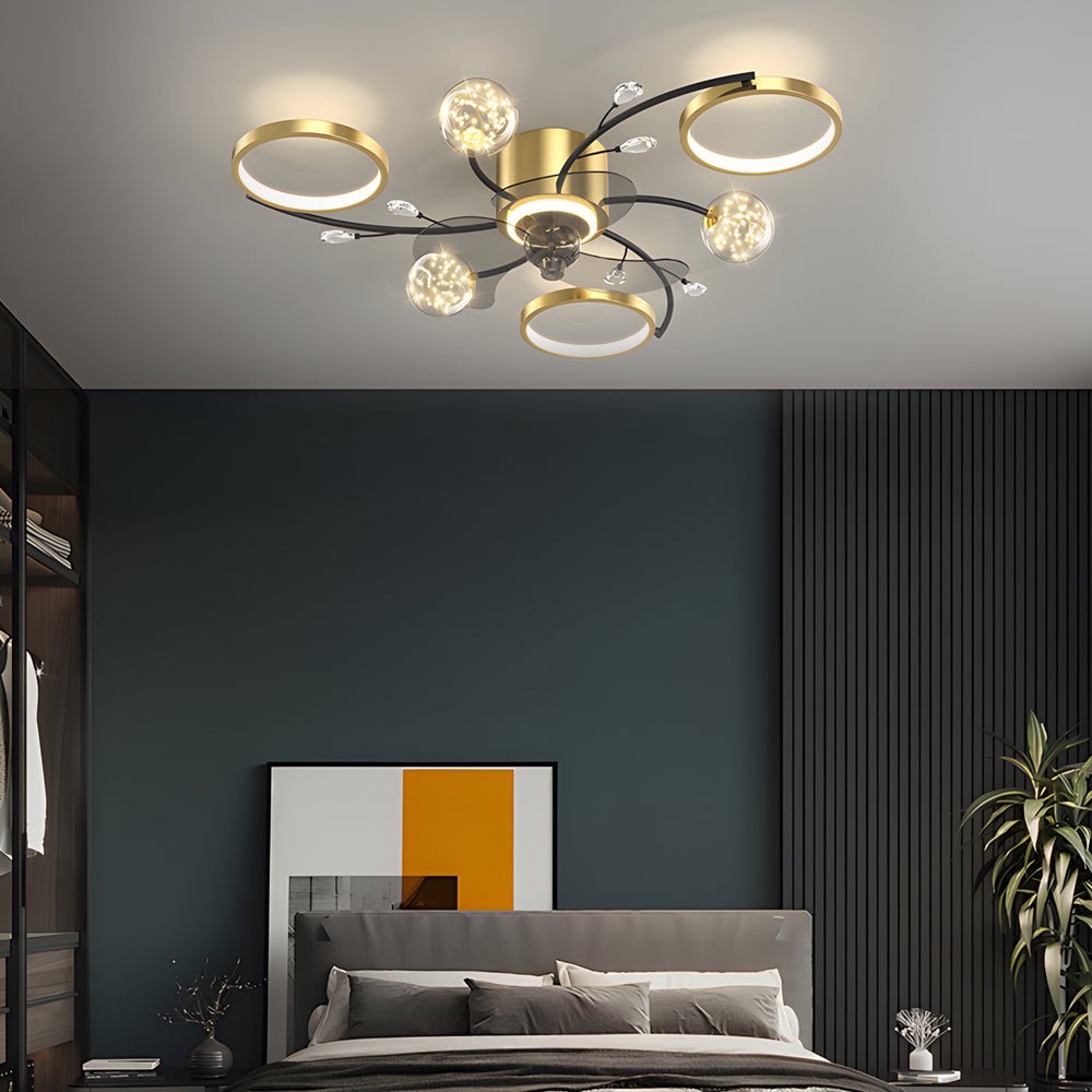 Modern Luxury Invisible Blade LED Ceiling Fan Light for Living Room