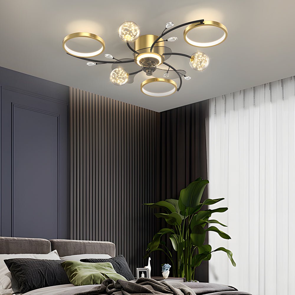 Modern Luxury Invisible Blade LED Ceiling Fan Light for Living Room