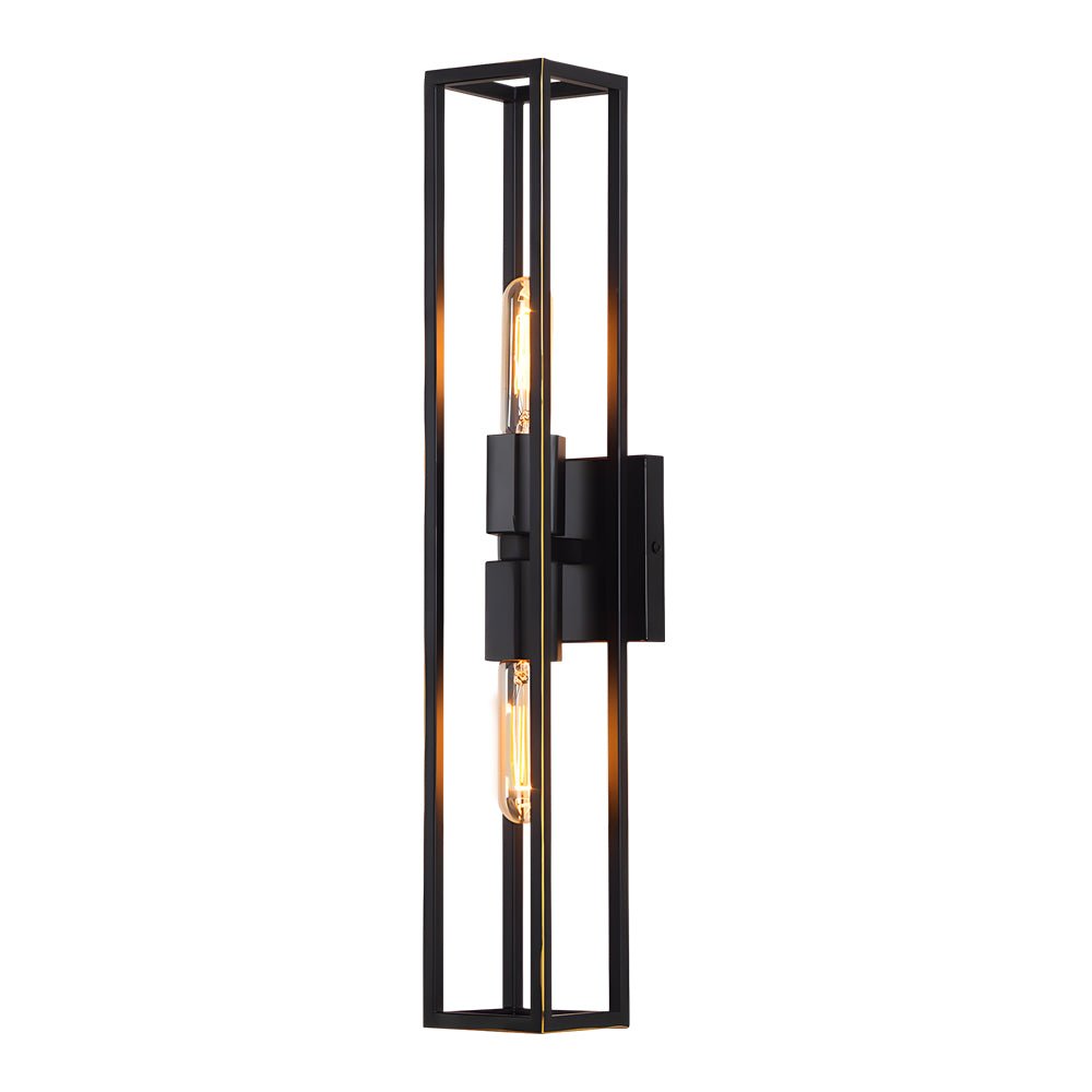 Industrial Black Metal Frame Glass Shade Wall Sconce for Living Room