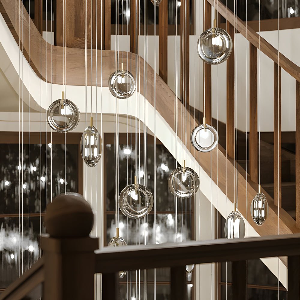 Postmodern Clear Glass Pendant Light Fixture for Dining Room Ceiling Decor