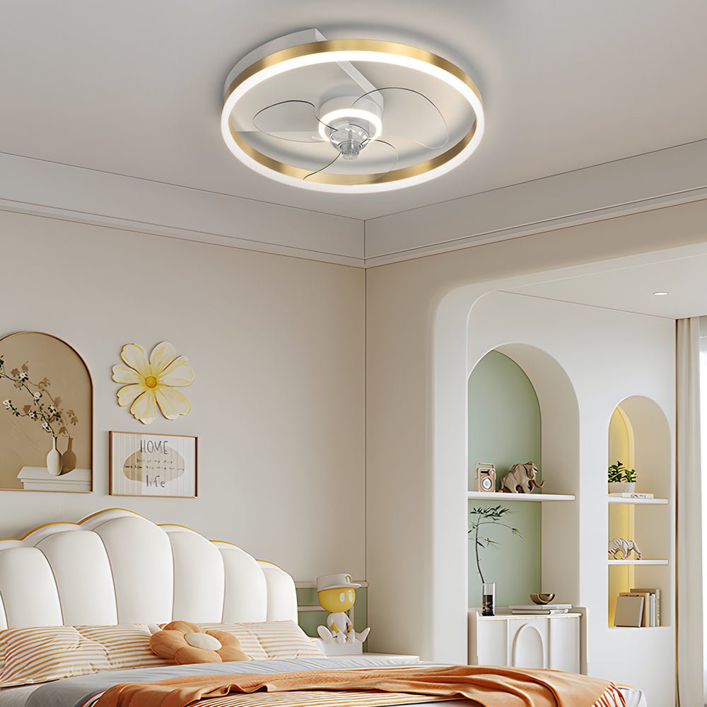 Modern White Round LED Ceiling Fan with Light for Living Room Bedroom