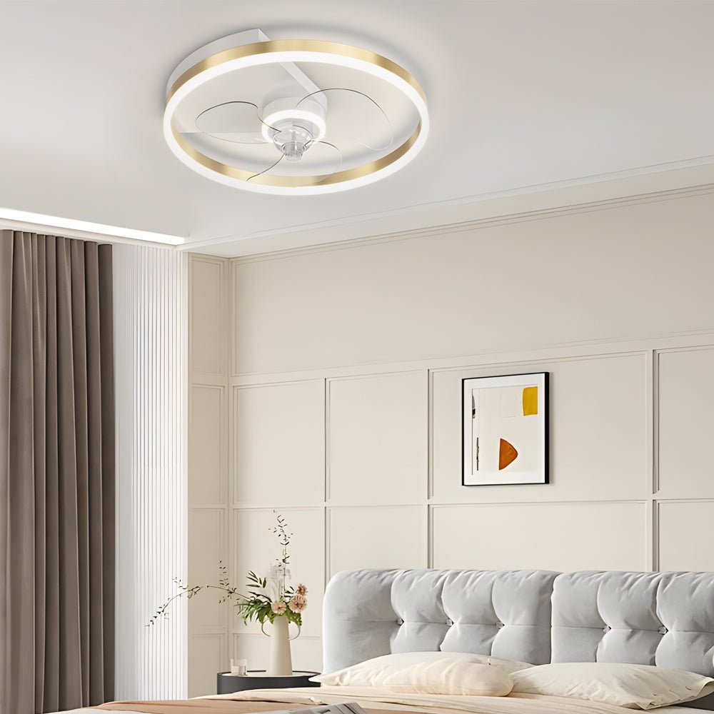Modern White Round LED Ceiling Fan with Light for Living Room Bedroom