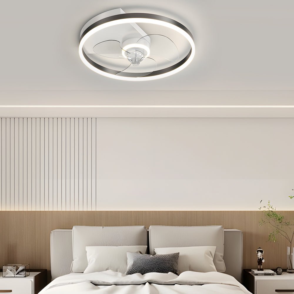 Modern White Round LED Ceiling Fan with Light for Living Room Bedroom