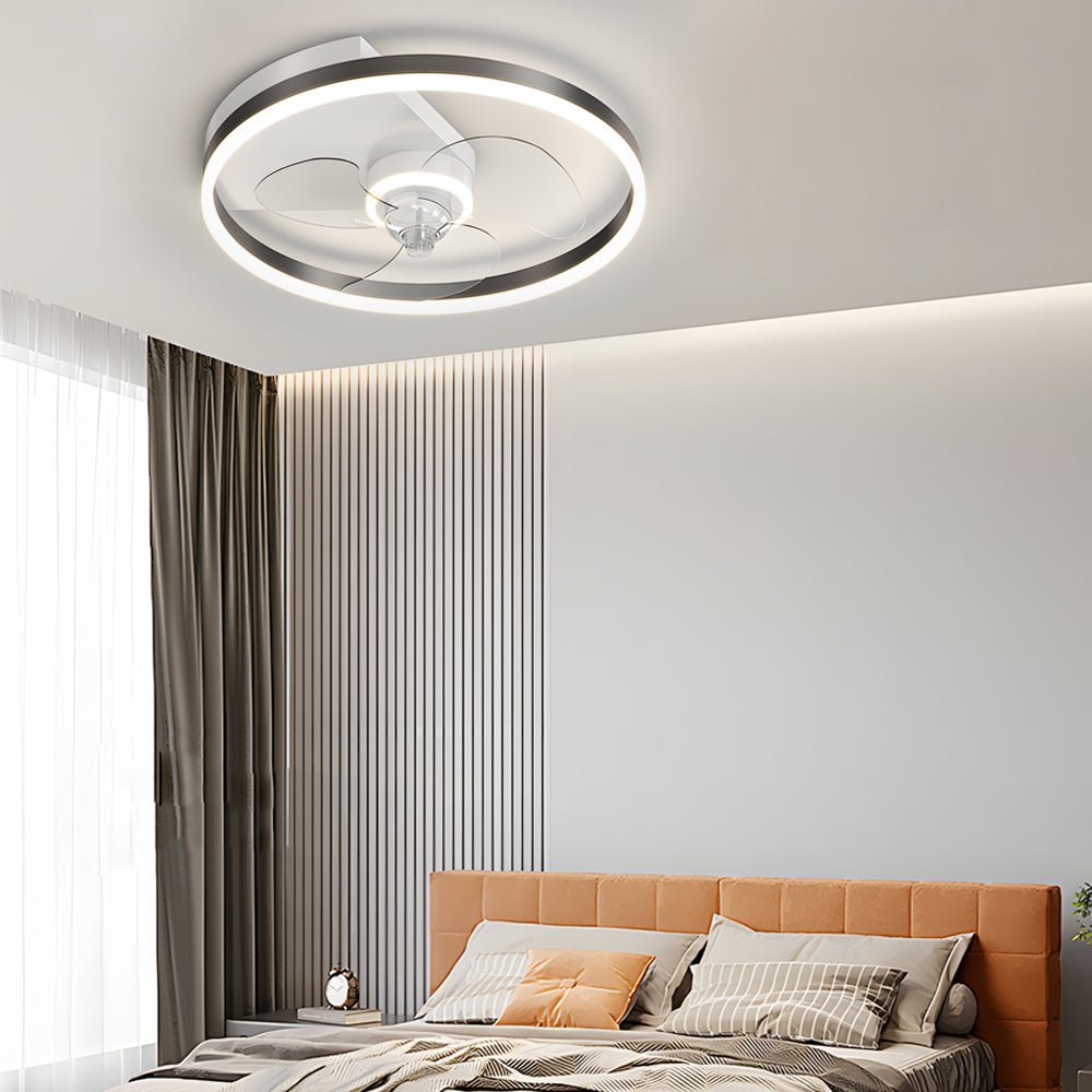 Modern White Round LED Ceiling Fan with Light for Living Room Bedroom