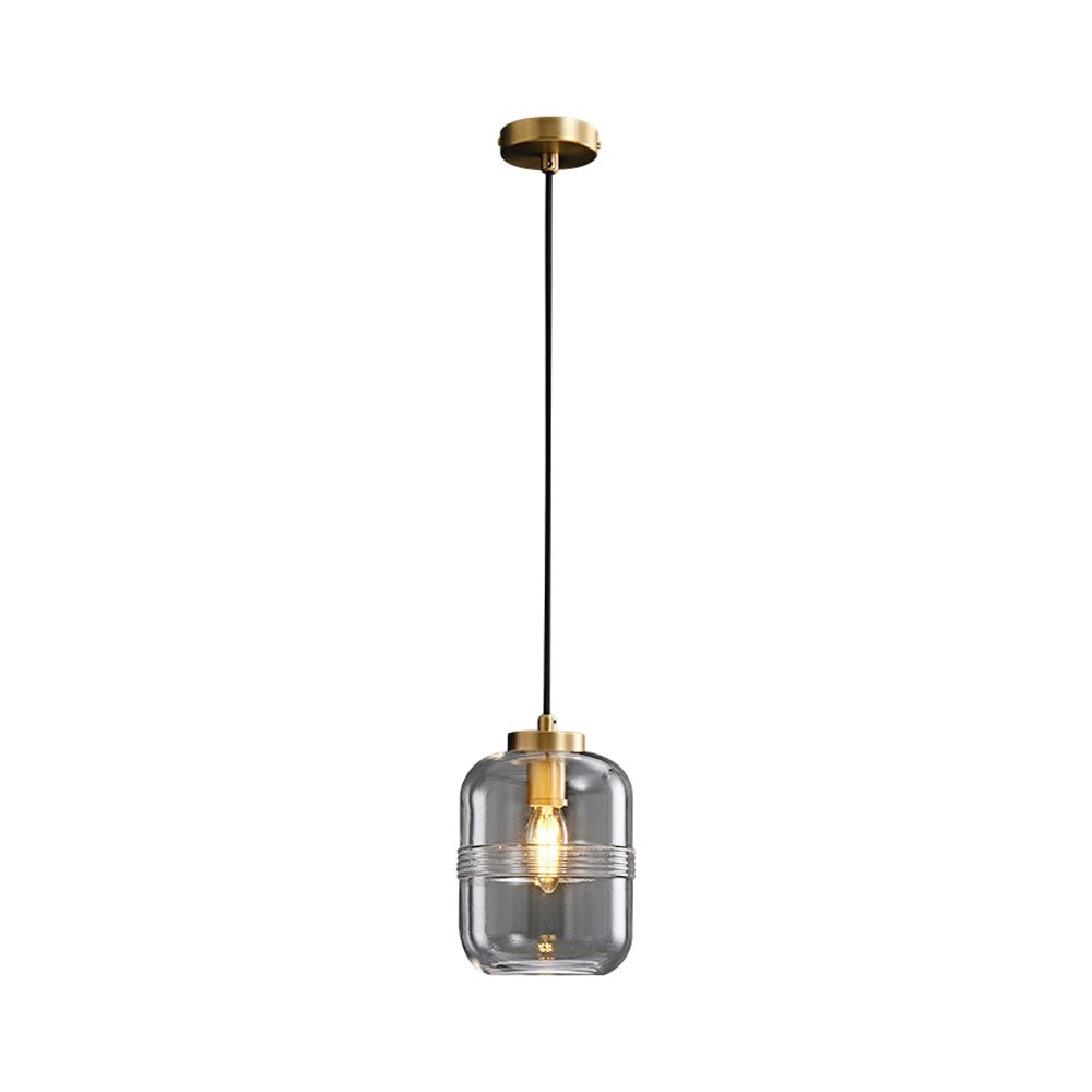 Modern Copper Semi-Threaded Glass Pendant Light for Living Room Decor