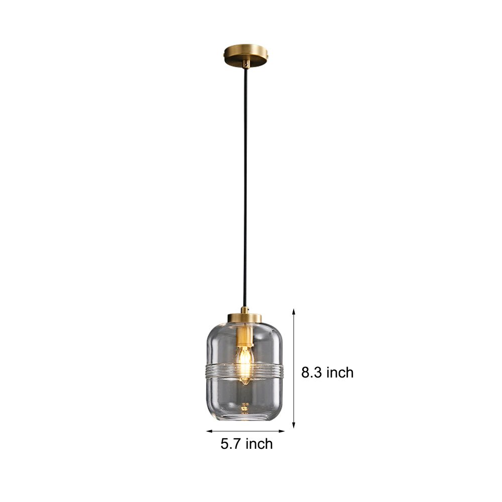 Modern Copper Semi-Threaded Glass Pendant Light for Living Room Decor