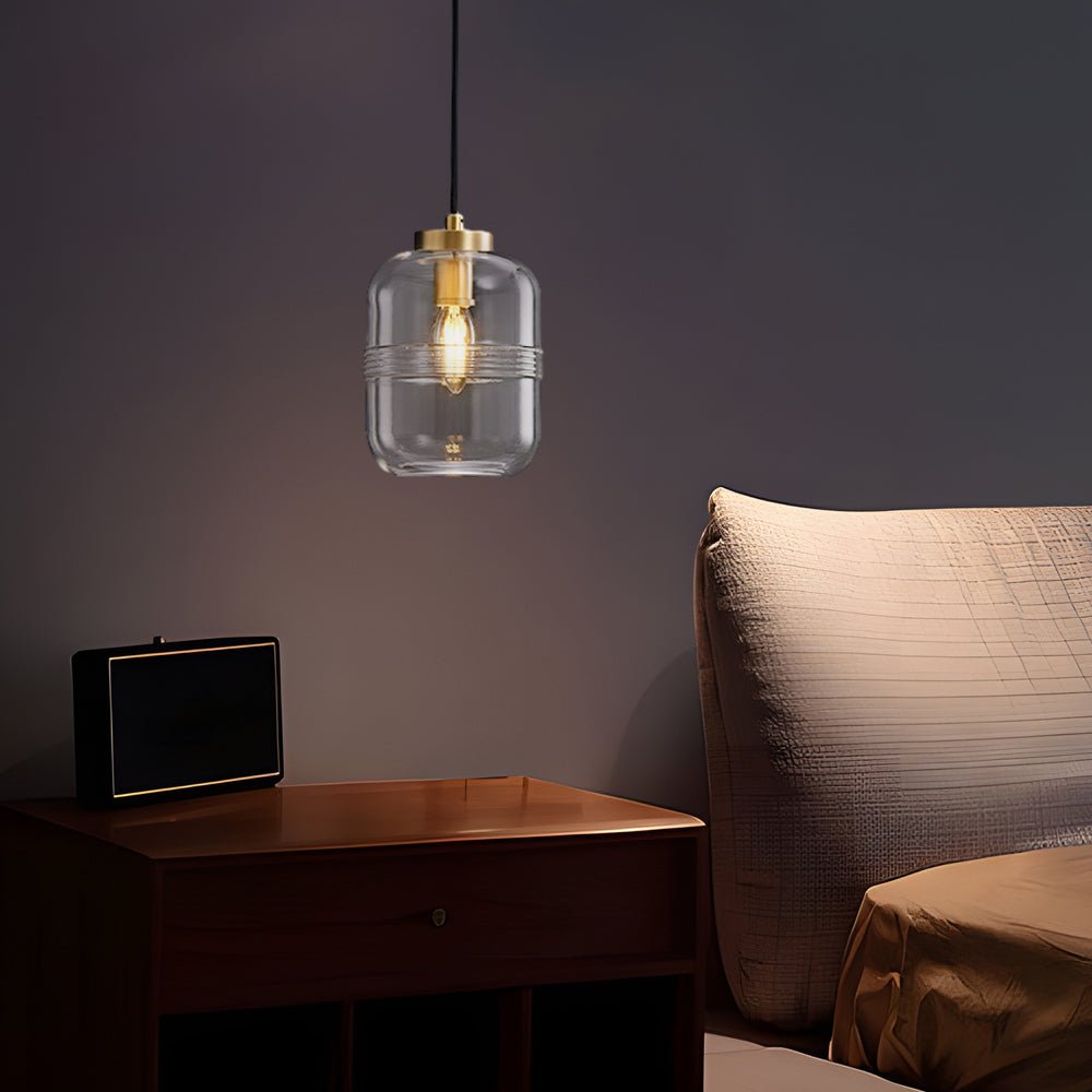 Modern Copper Semi-Threaded Glass Pendant Light for Living Room Decor