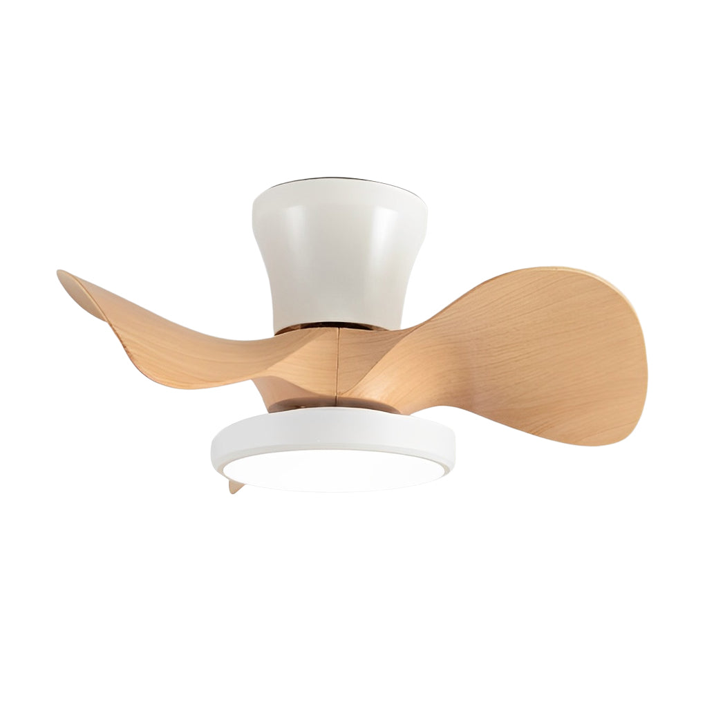 Modern White Ceiling Fan with LED Light and Silent Remote Control for Living Room