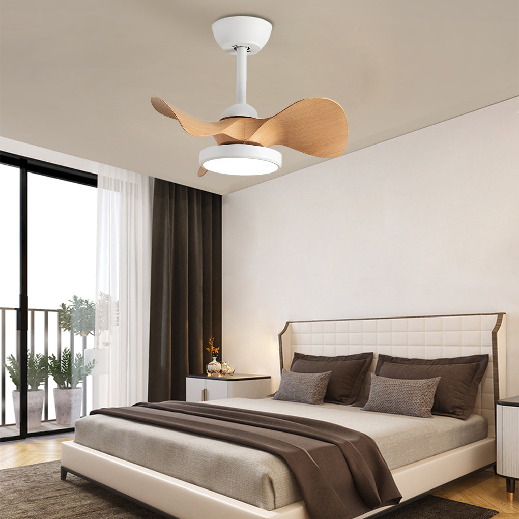 Modern White Ceiling Fan with LED Light and Silent Remote Control for Living Room