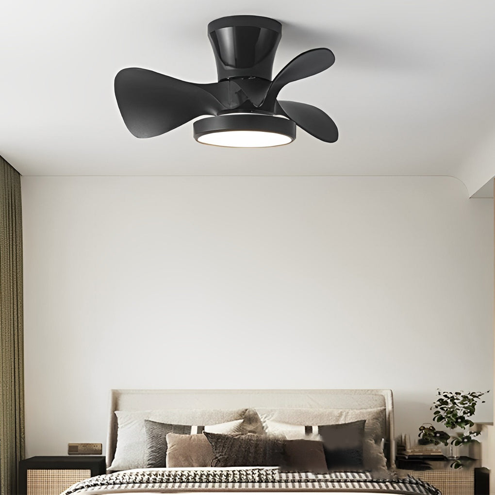 Modern White Ceiling Fan with LED Light and Silent Remote Control for Living Room