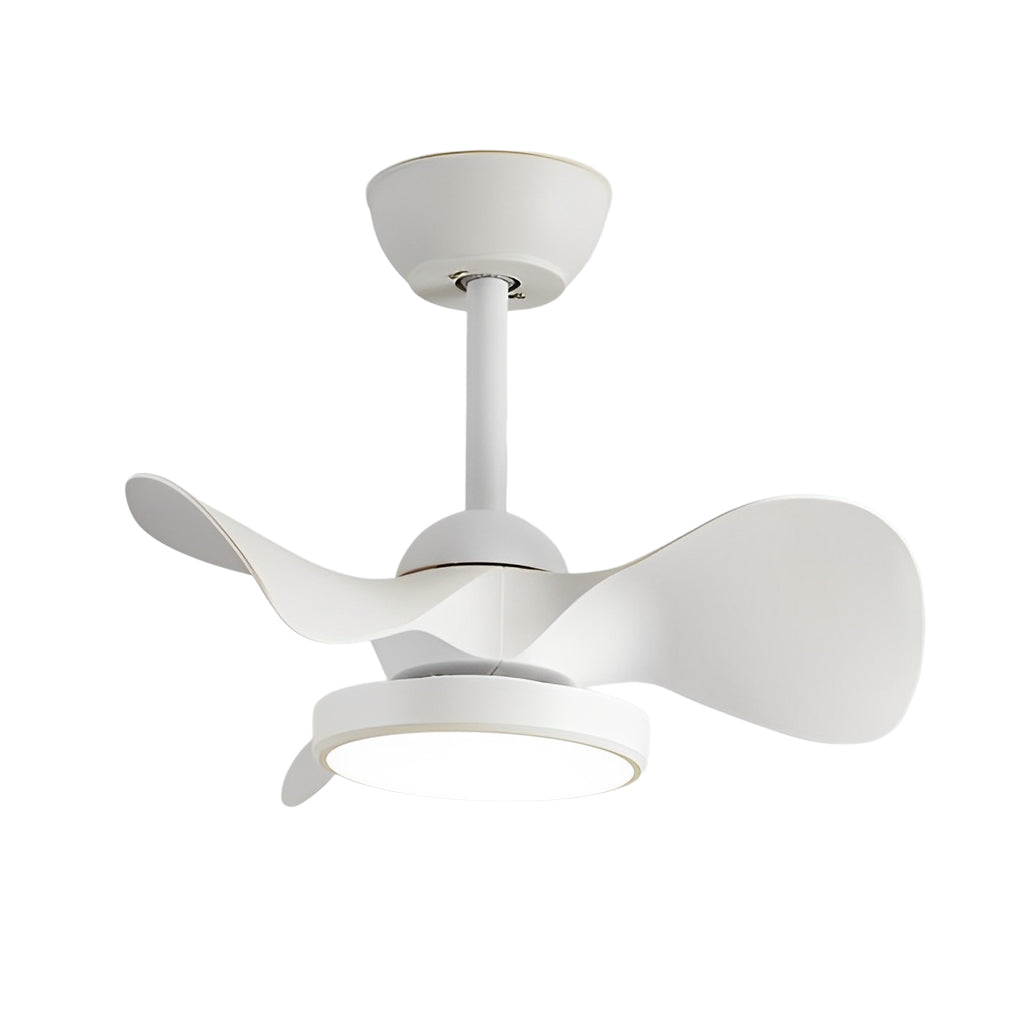 Modern White Ceiling Fan with LED Light and Silent Remote Control for Living Room