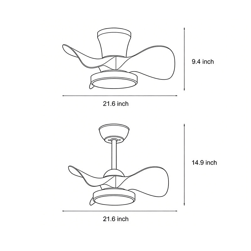 Modern White Ceiling Fan with LED Light and Silent Remote Control for Living Room