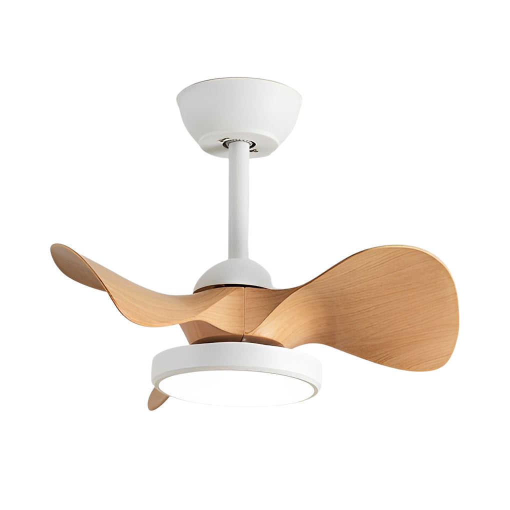 Modern White Ceiling Fan with LED Light and Silent Remote Control for Living Room