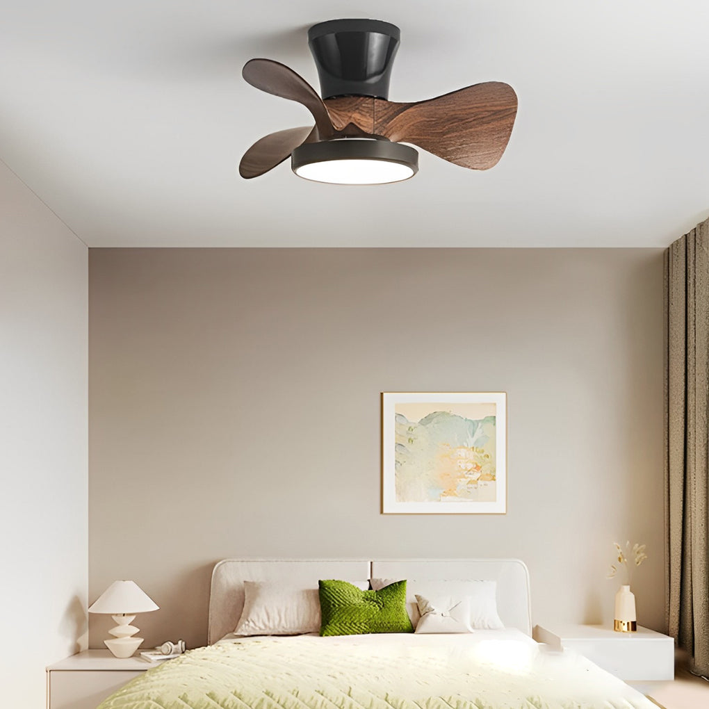 Modern White Ceiling Fan with LED Light and Silent Remote Control for Living Room