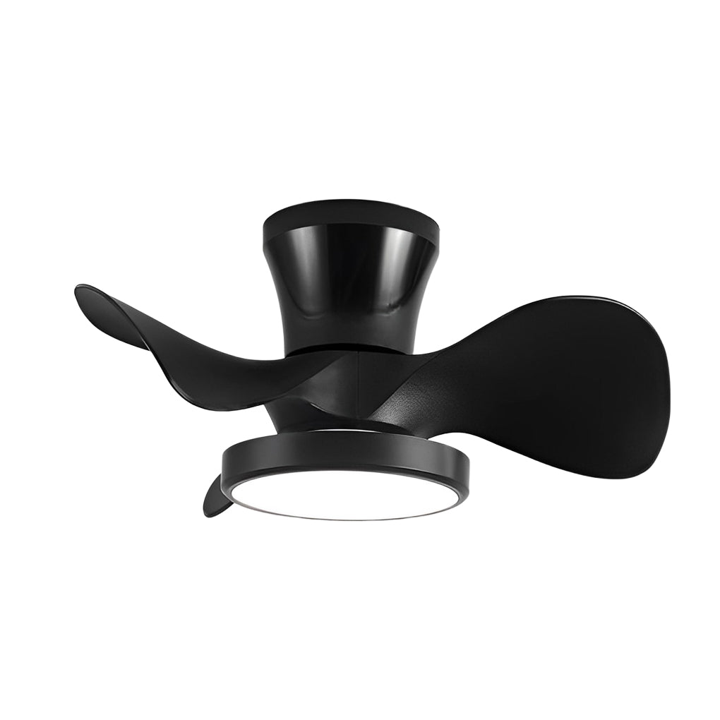 Modern White Ceiling Fan with LED Light and Silent Remote Control for Living Room