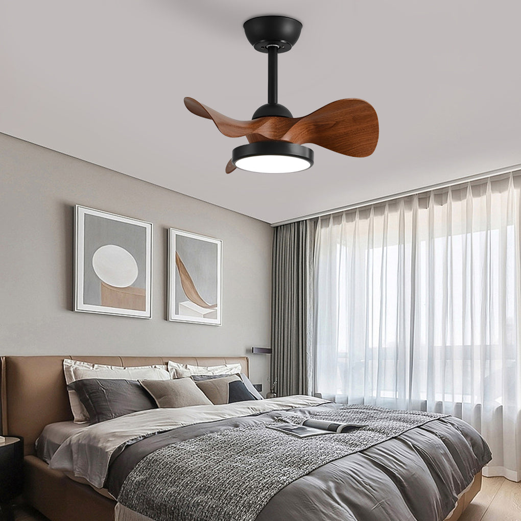 Modern White Ceiling Fan with LED Light and Silent Remote Control for Living Room