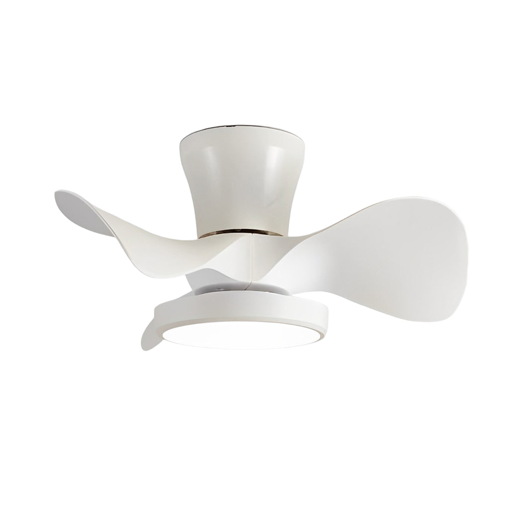 Modern White Ceiling Fan with LED Light and Silent Remote Control for Living Room