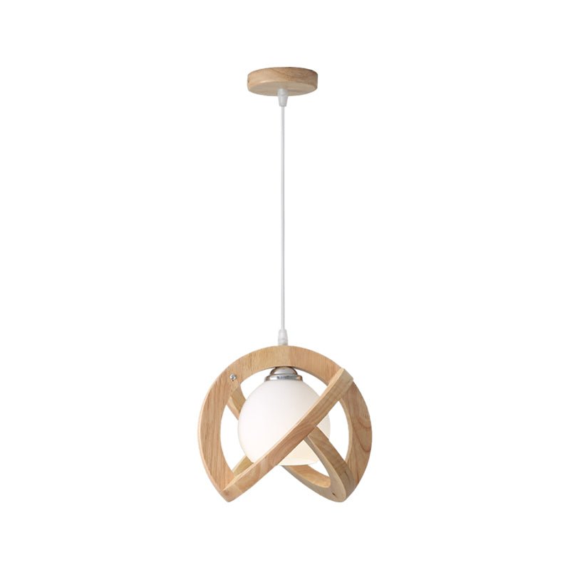 Wabi-Sabi Wood & Glass LED Pendant Light for Rustic Dining Room Design
