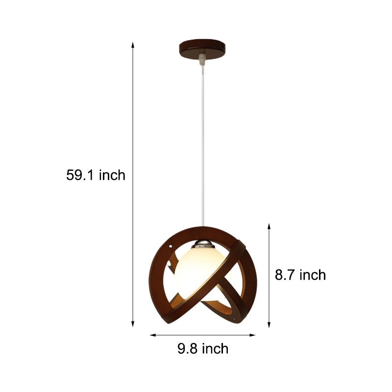 Rustic Wood and Glass LED Pendant Light with Three-Step Dimming for Dining Room