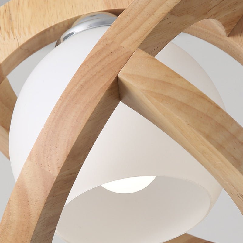 Wabi-Sabi Wood & Glass LED Pendant Light for Rustic Dining Room Design