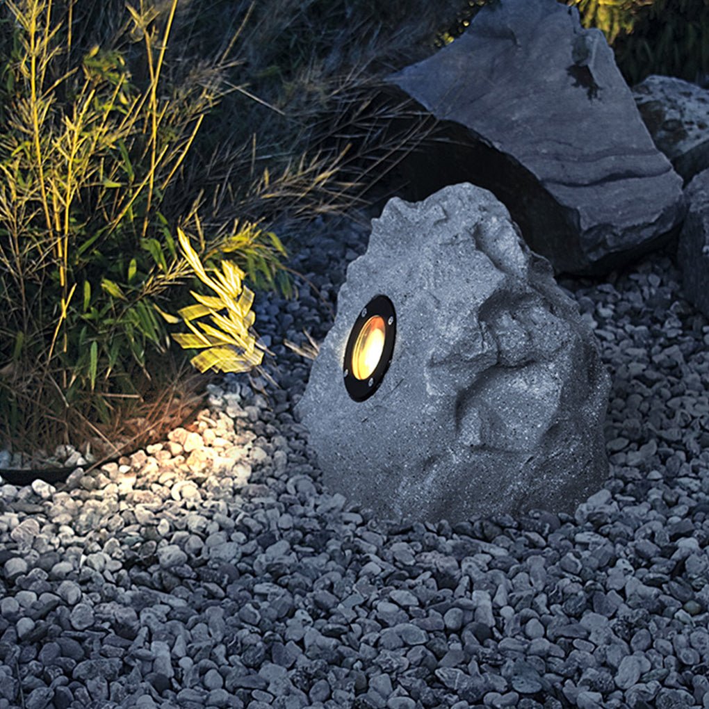 Rustic Brown Resin Stone LED Garden Light for Outdoor Spaces