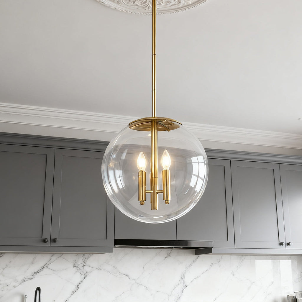 Elegant Clear Glass Globe Pendant Light for Modern Living Room Decor