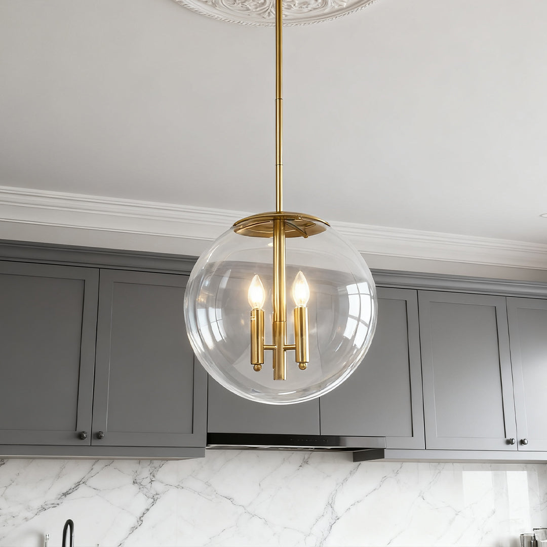 Elegant Clear Glass Globe Pendant Light for Modern Living Room Decor