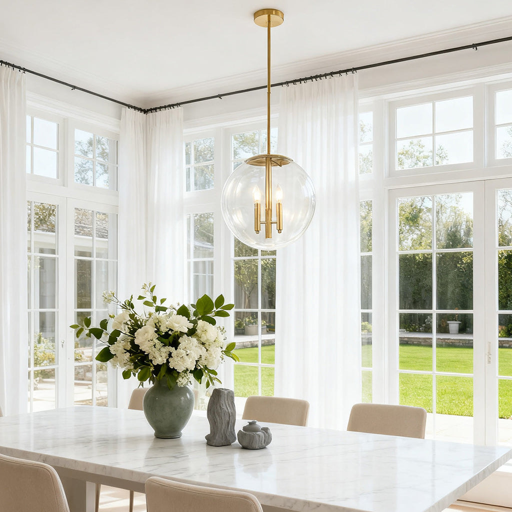 Elegant Clear Glass Globe Pendant Light for Modern Living Room Decor