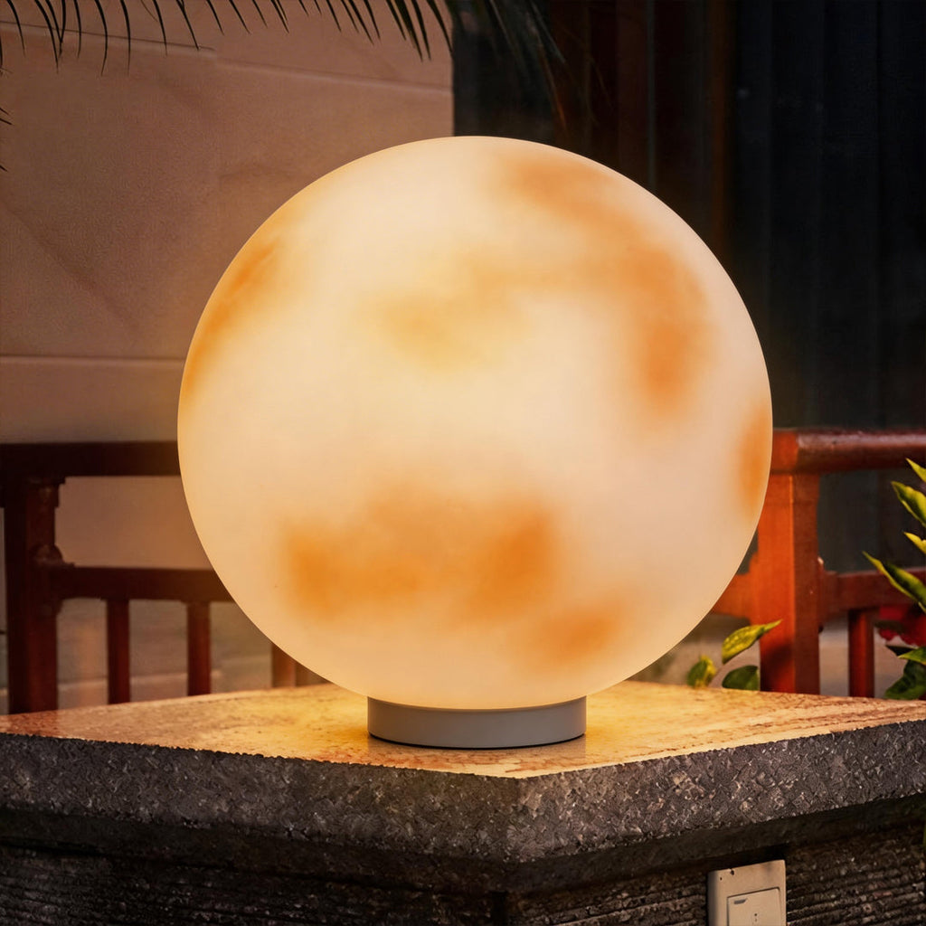 Elegant Moon-Shaped Outdoor Stone Pillar Light for Garden Pathway Decor