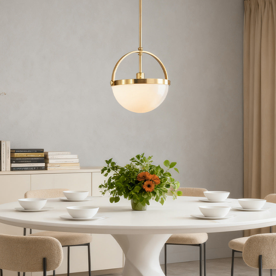 Minimalist Gold and White Pendant Light Fixture for Modern Ceiling Decor