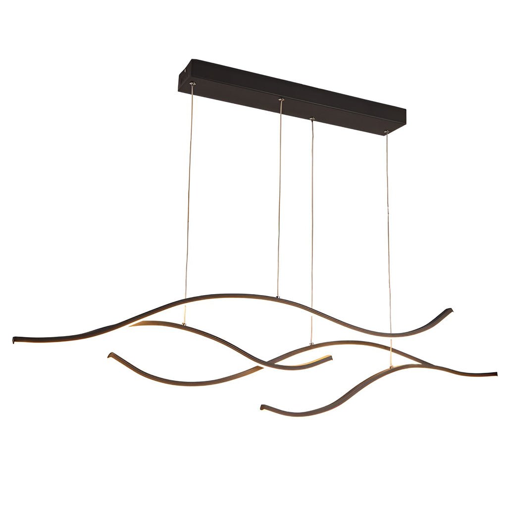 Wavy Curved LED Metal Pendant Light Fixture for Modern Living Spaces