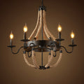 Vintage Black Wrought Iron Twine Chandelier 6/8 Lights for Dining Room