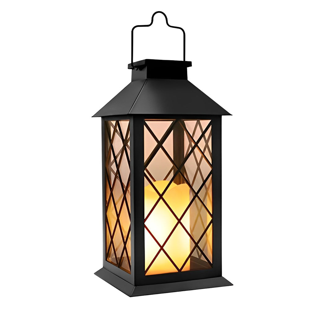 Portable Black Solar LED Candlestick Lantern for Outdoor Decor