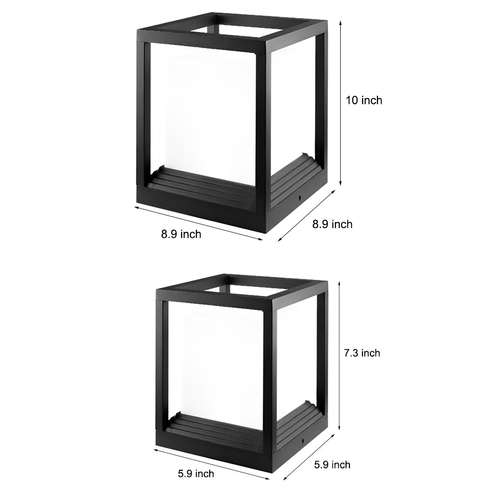 Minimalist Square Waterproof LED Garden Pedestal Light in Sleek Black