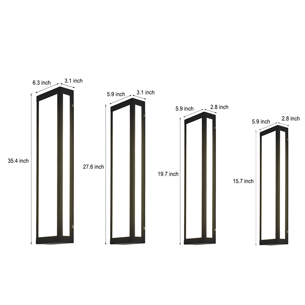 Sleek Black Modern LED Rectangle Outdoor Waterproof Wall Light Fixture